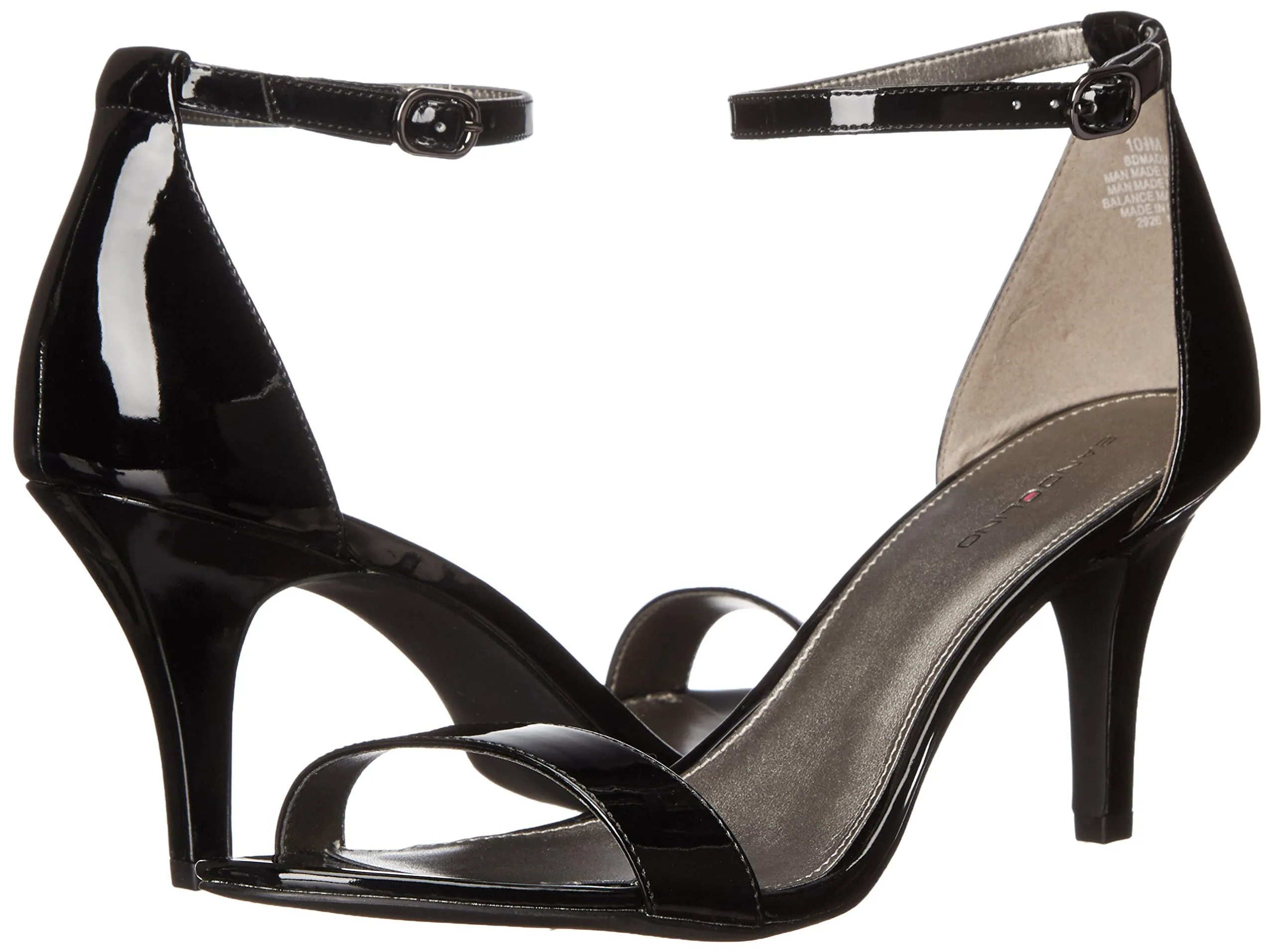 11 Madia Heeled Black Fashion Patent Ankle Mid Best deal Bandolino Tested Strap Sandals Toe Open