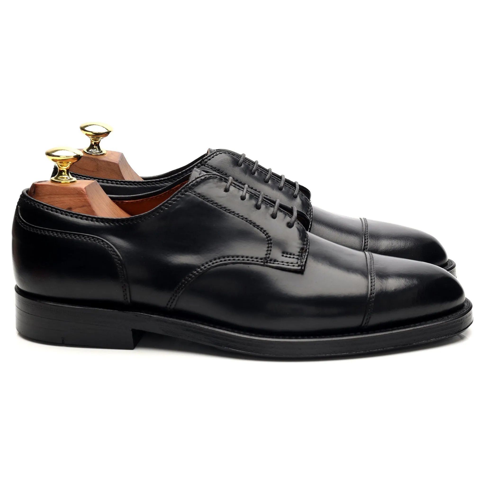 '2161' Black Cordovan Leather Cap Toe Derby UK 7 US 8 D