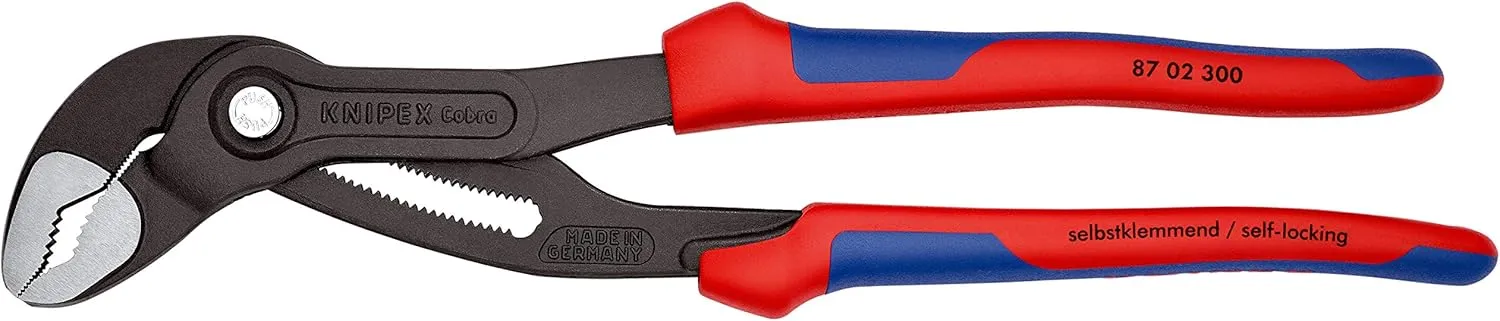 87 02 300 SB Water Pump Pliers "Cobra" 11, 81" with Soft Handle In Blister Packaging
