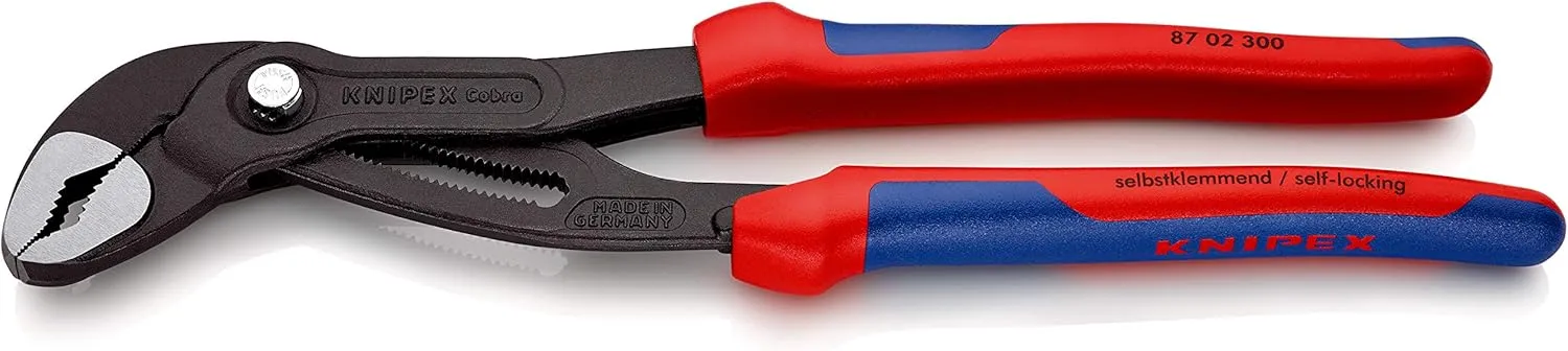 87 02 300 SB Water Pump Pliers "Cobra" 11, 81" with Soft Handle In Blister Packaging