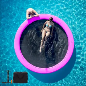 AECOJOY Sunchill Float Ring, Heavy Duty Inflatable Dock & Pool Float Lounger for Adults, Floating Mat Water Hammock Platform for Lake, Beach, Ocean, Tanning Pool Raft for Relaxing