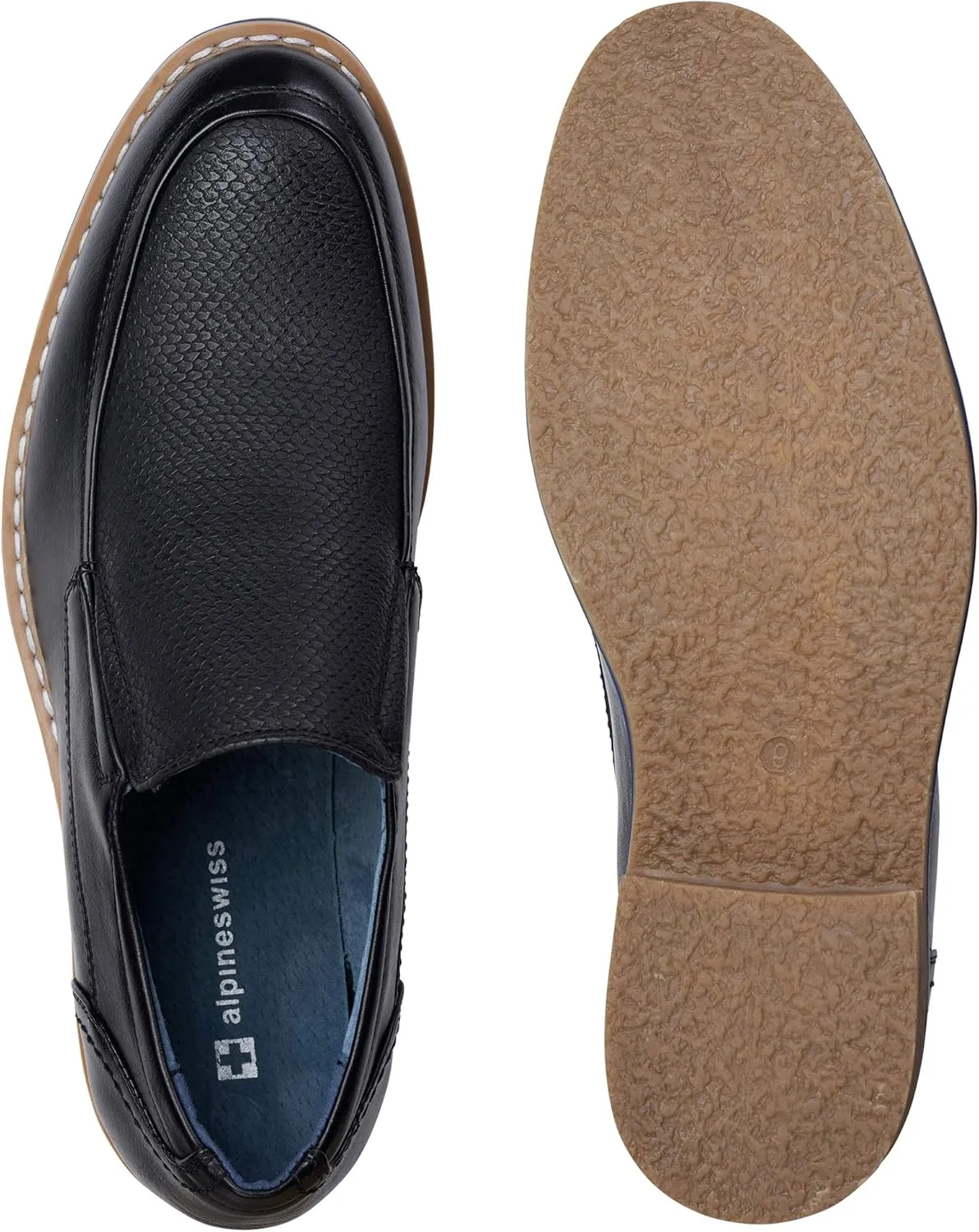 Alpine Swiss Carter Mens Slip On Loafers Snakeskin Dress Shoes