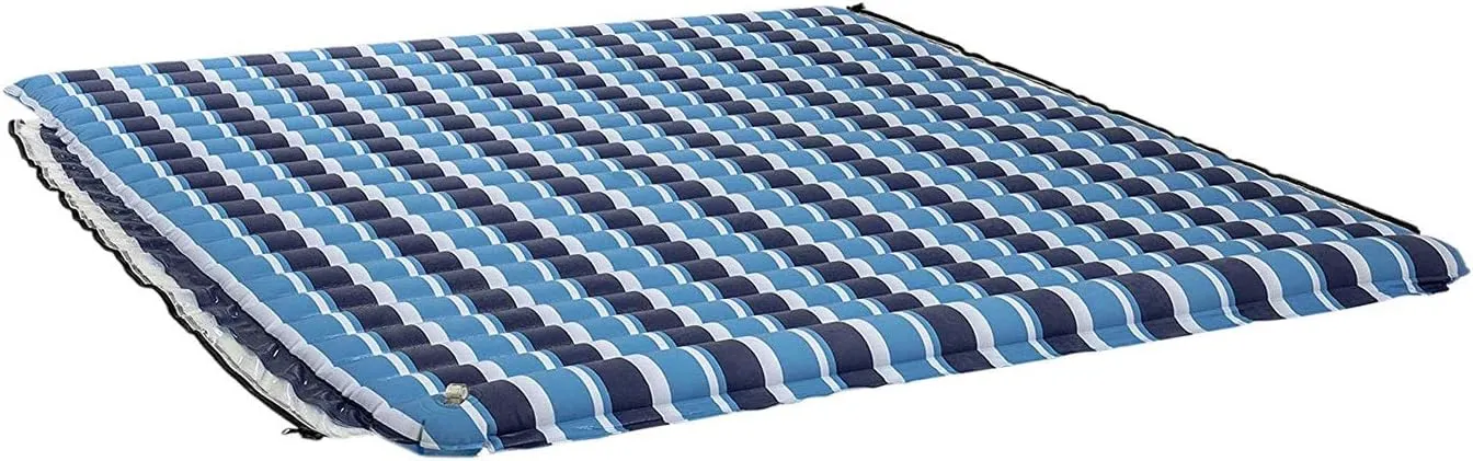 Aqua Ultimate Floating Water Mat – Heavy Duty Floating Island Pad with Expandable Zippers – Navy/White Stripe
