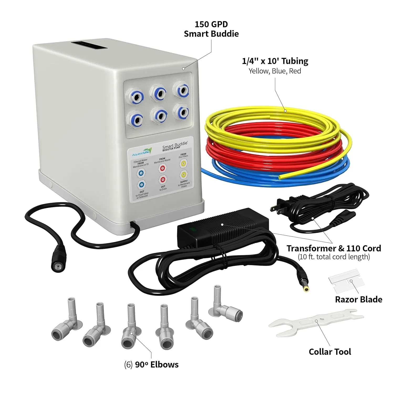 AquaticLife Smart Buddie RO Water Booster Pump Kit for 150 GPD Reverse Osmosis Water Filter System RO/DI Filtration Units, Pressure Boost Pumps