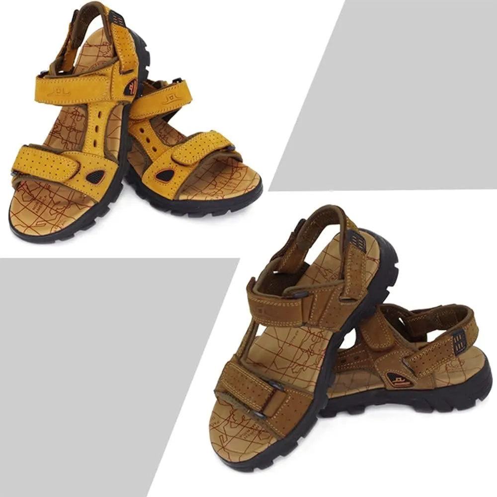 Asifn Men Athletic Open Toe Sandals Slides Outdoor Summer Leather Fisherman Beach Casual Shoes Adventures Outings Hiking