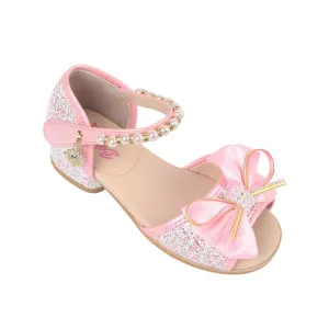Baby's Breath Luna Open-Toe Kids Dress Shoes (White Pink)