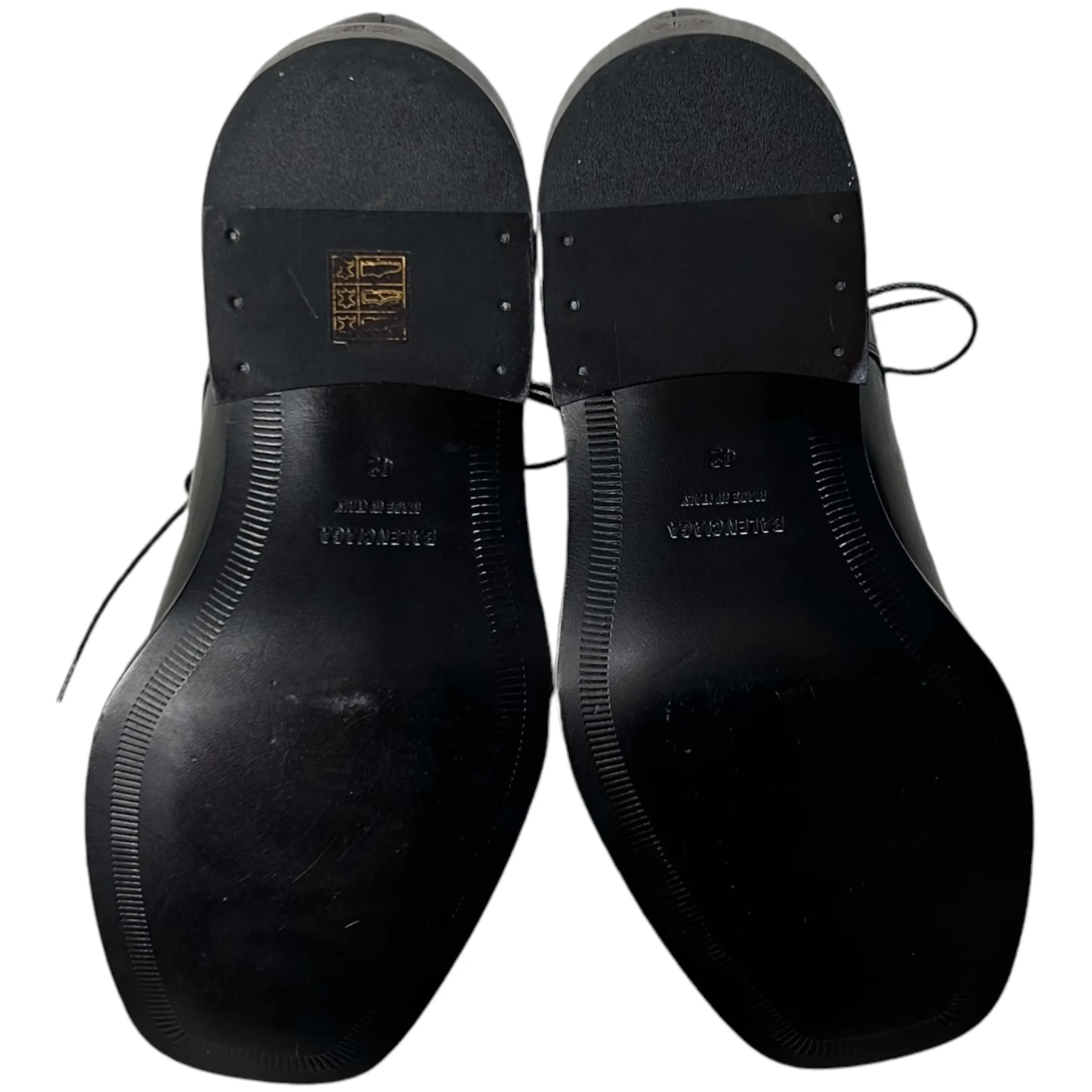 Balenciaga Patinated Calf Leather Square Derbies - AW19