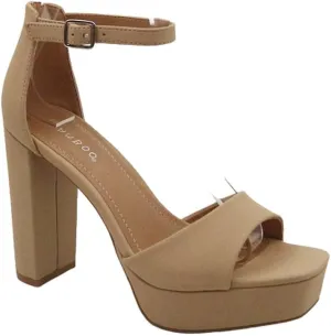 BAMBOO Women's Chunky Heel Platform Sandal with Ankle Strap