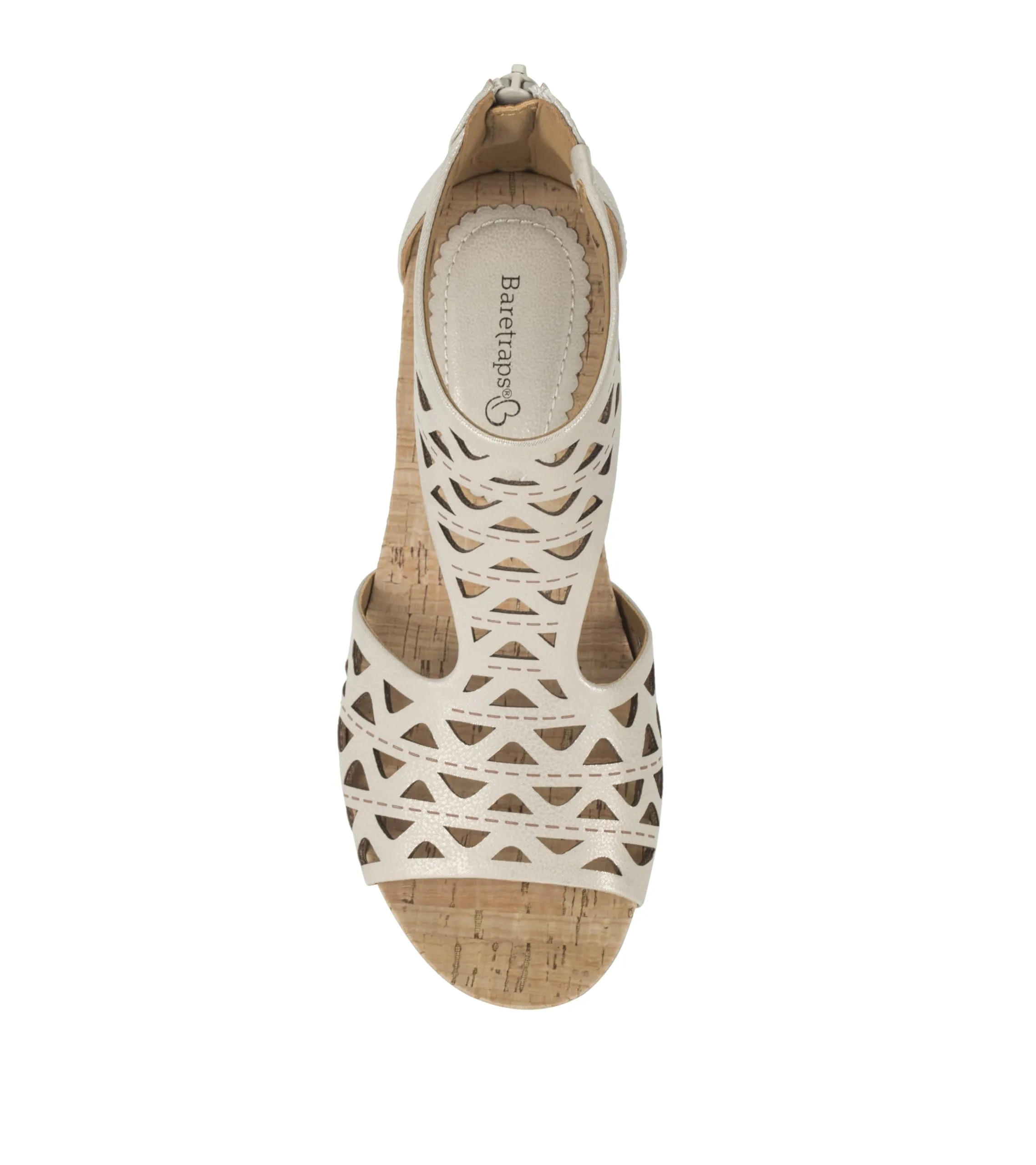 BareTraps Womens Miriam Open Toe Zip-up Wedge Sandals Beige 7.5 Medium (B,M)