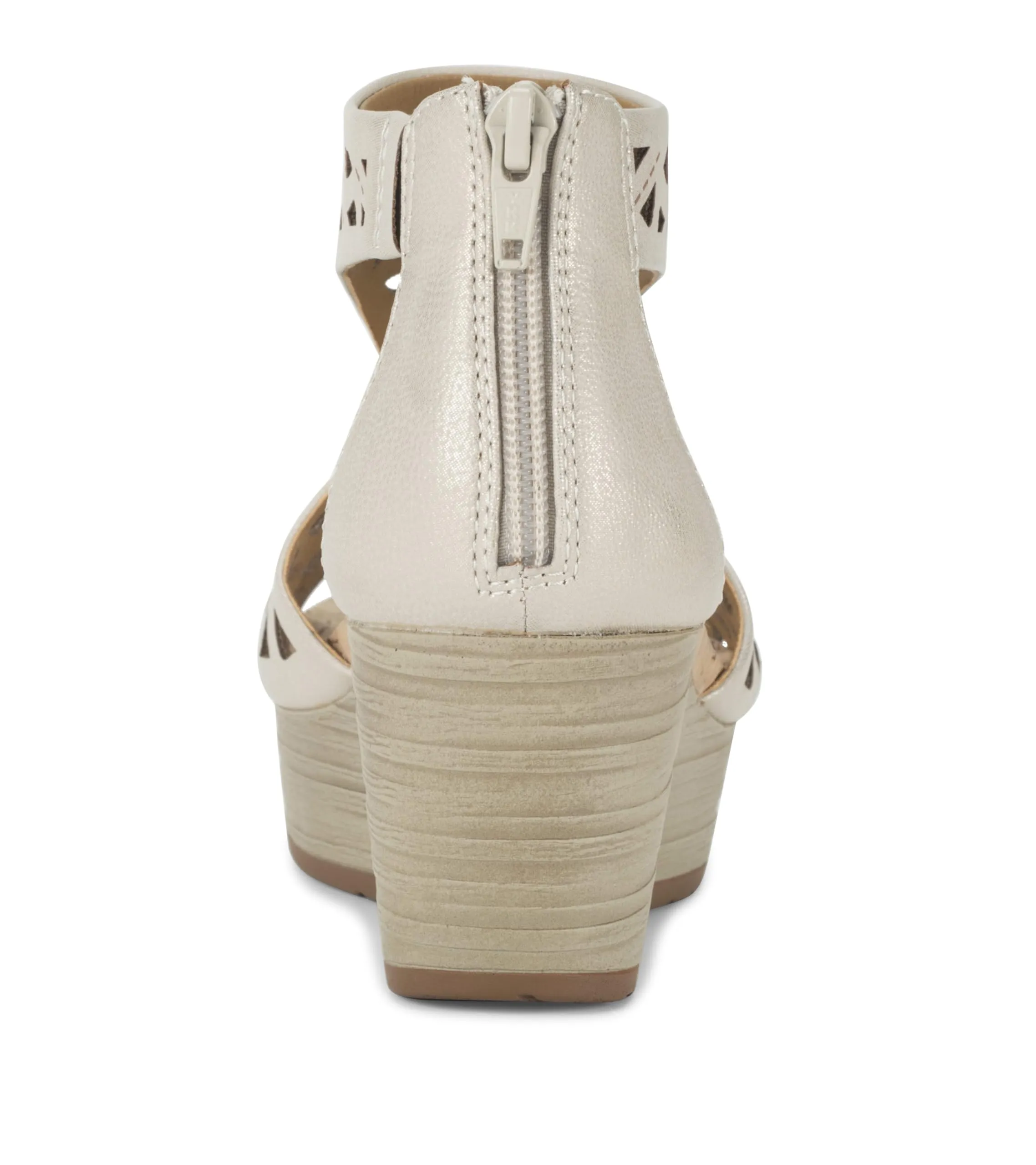 BareTraps Womens Miriam Open Toe Zip-up Wedge Sandals Beige 7.5 Medium (B,M)