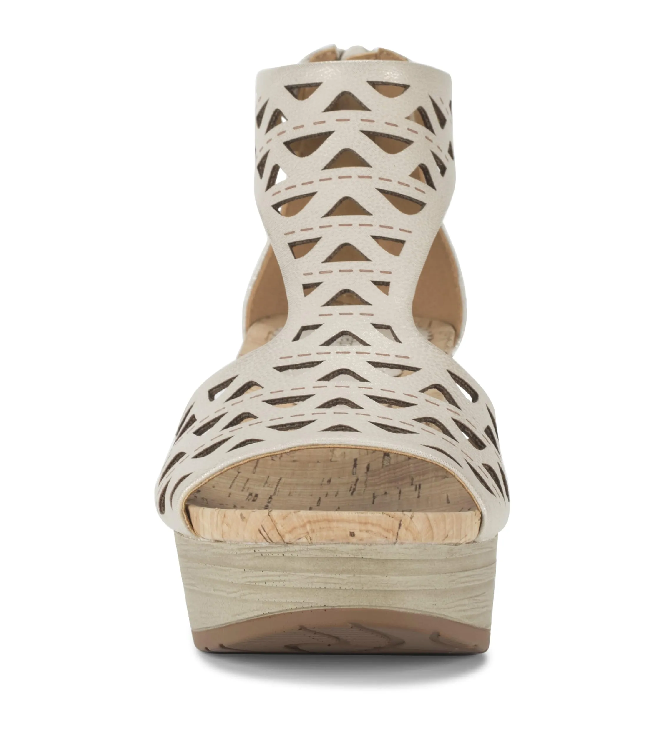 BareTraps Womens Miriam Open Toe Zip-up Wedge Sandals Beige 7.5 Medium (B,M)