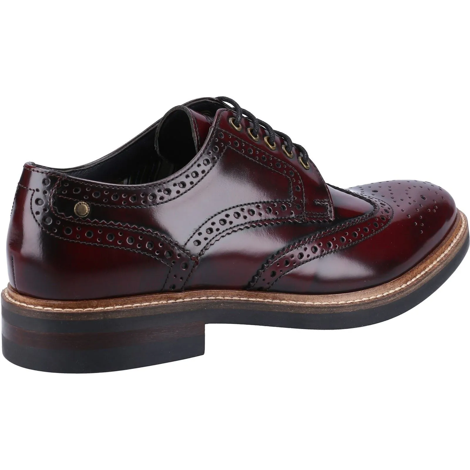 Base London Men's Woburn Hi-Shine Brogue Shoe in Bordo