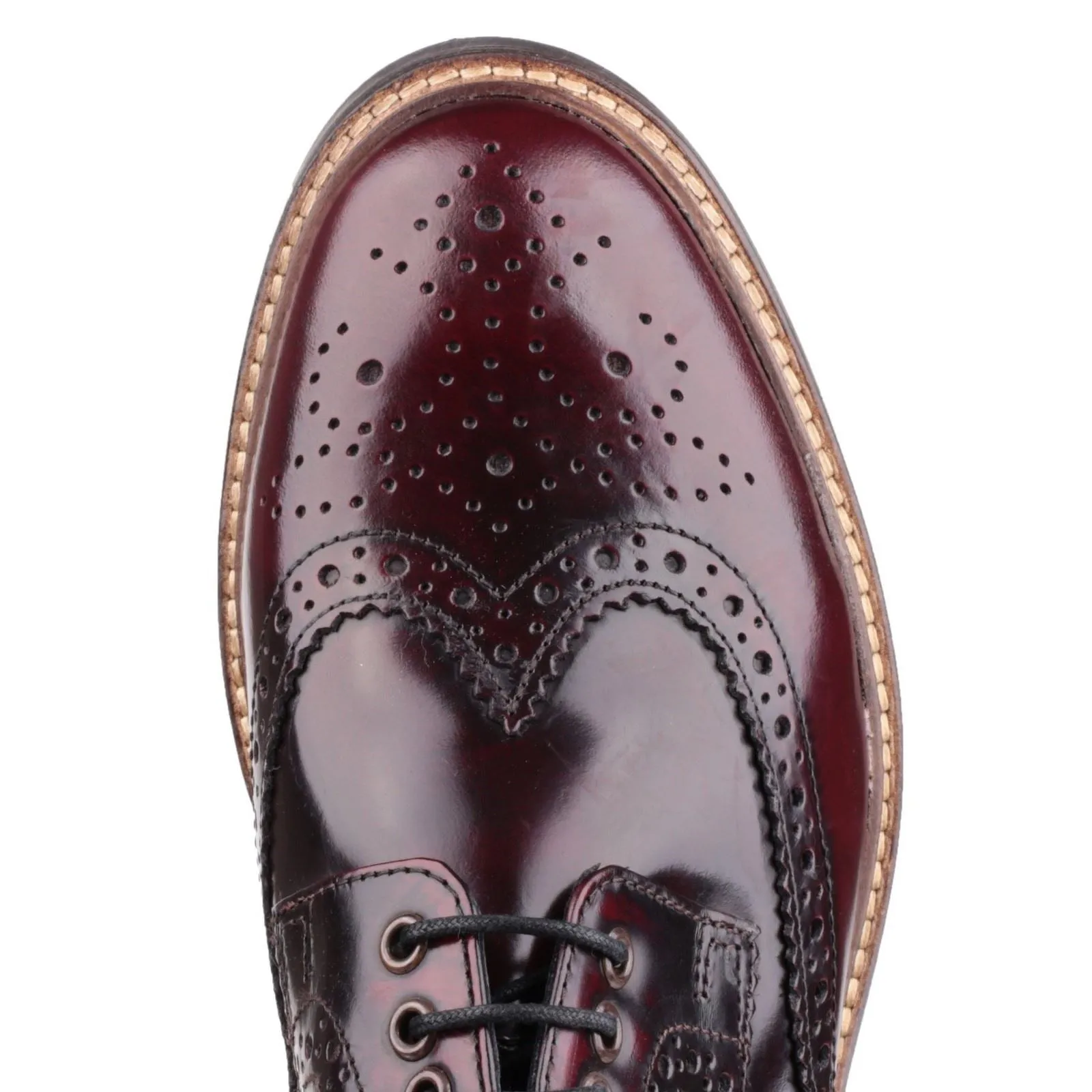 Base London Men's Woburn Hi-Shine Brogue Shoe in Bordo