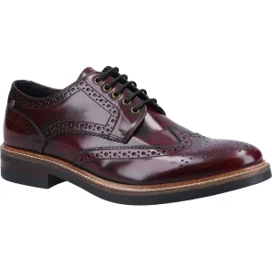 Base London Men's Woburn Hi-Shine Brogue Shoe in Bordo