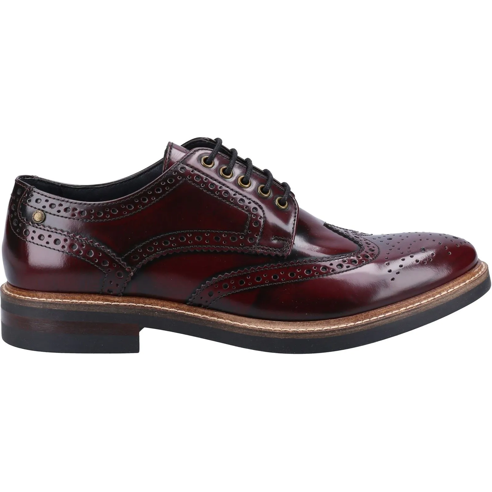 Base London Men's Woburn Hi-Shine Brogue Shoe in Bordo