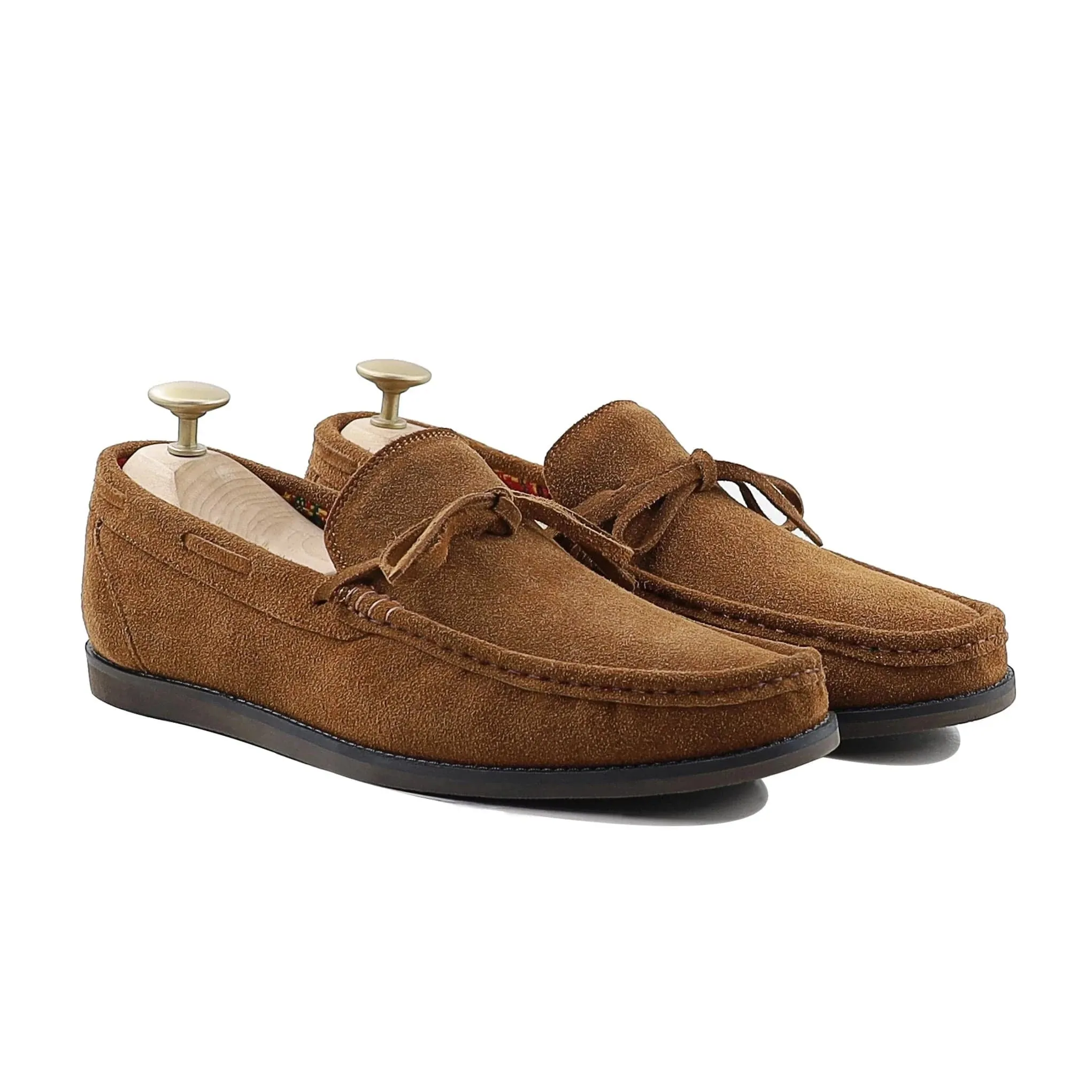 Bespoke Men's Suede Leather Cognac Loafer