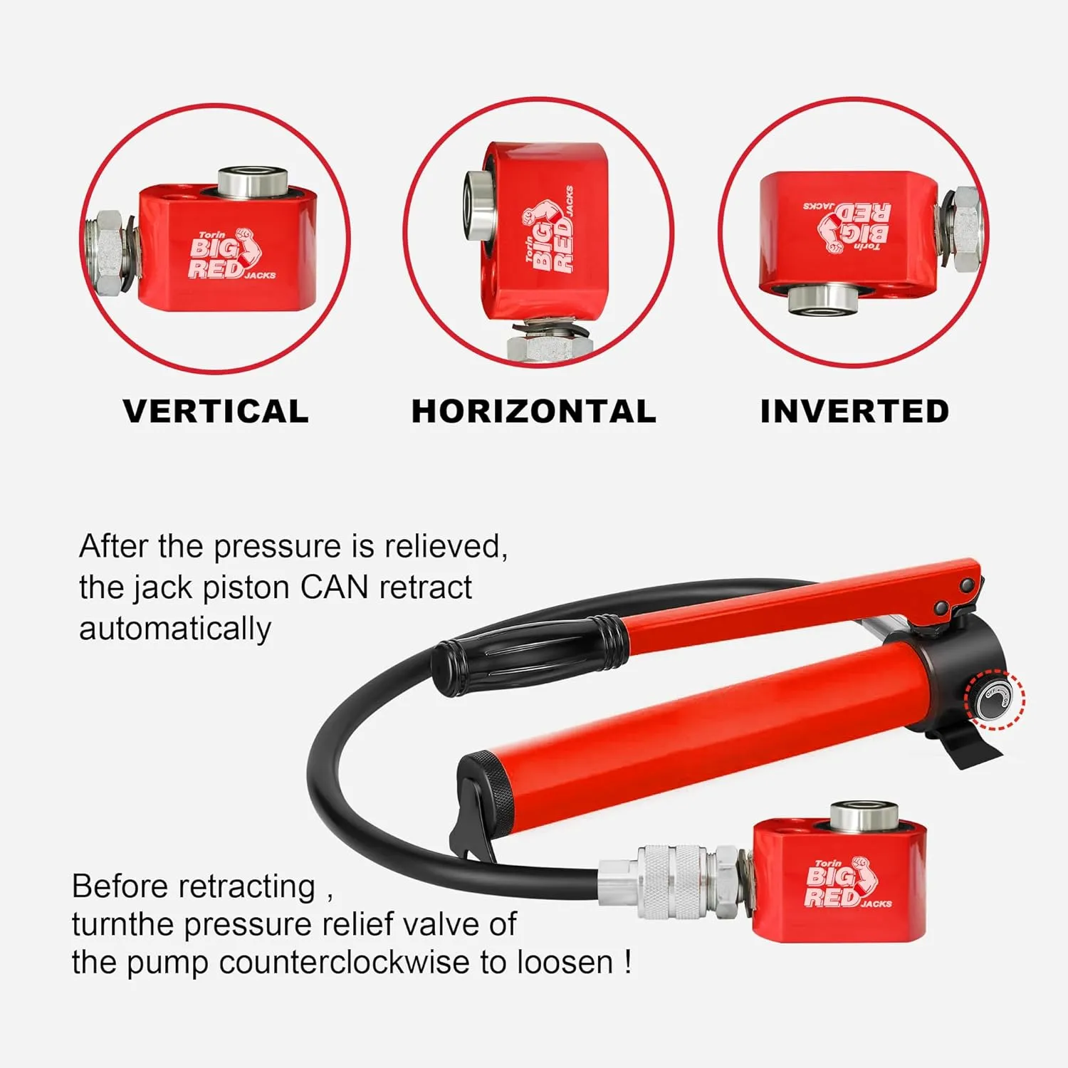BIG RED ATRB2005R Torin Power Hydraulic Ram Cylinder Jack: Single-Acting Mini Jack, 0.28" Stroke for Shipbuilding, Bridge, Construction, Precision Machinery, Small Spaces - 5 Ton (10,000 lb) Capacity