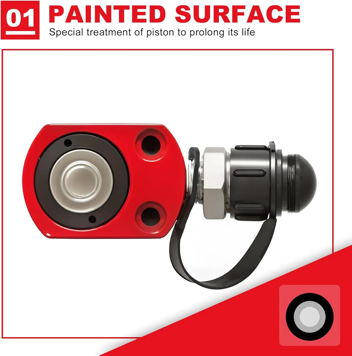 BIG RED ATRB2005R Torin Power Hydraulic Ram Cylinder Jack: Single-Acting Mini Jack, 0.28" Stroke for Shipbuilding, Bridge, Construction, Precision Machinery, Small Spaces - 5 Ton (10,000 lb) Capacity