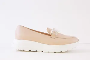 BIOECO - 6350/632 CHUNKY WEDGE LOAFER - BEIGE LEATHER