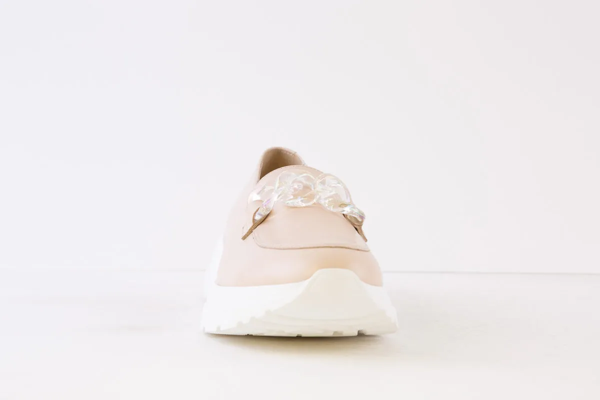 BIOECO - 6350/632 CHUNKY WEDGE LOAFER - BEIGE LEATHER