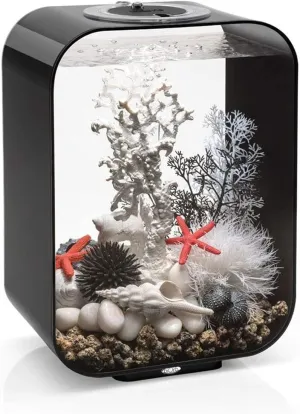 biOrb Life 15 Acrylic 4-Gallon Aquarium with Multi-Color Remote-Controlled LED Lights Modern Compact Tank for Tabletop or Desktop Display, Black
