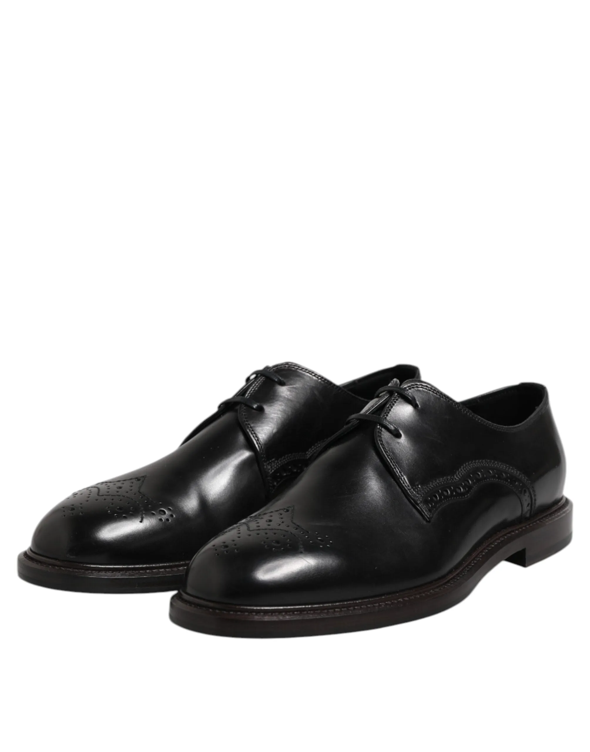 Black Derby Dolce Gabbana Free returns Leather Wingtip Shoes Formal Winter sale &