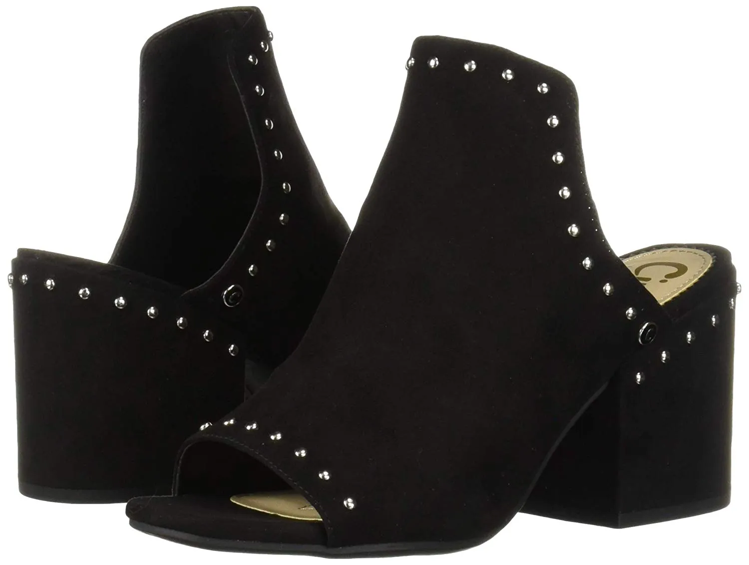 Block Sandals Slip (7, Women's Black On Microsuede) Heel Studded Global shipping network Edelman Circus Open Kitty Sam Toe Durable by