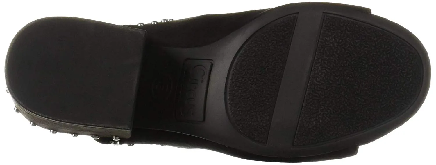 Block Sandals Slip (7, Women's Black On Microsuede) Heel Studded Global shipping network Edelman Circus Open Kitty Sam Toe Durable by