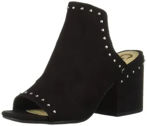 Block Sandals Slip (7, Women's Black On Microsuede) Heel Studded Global shipping network Edelman Circus Open Kitty Sam Toe Durable by