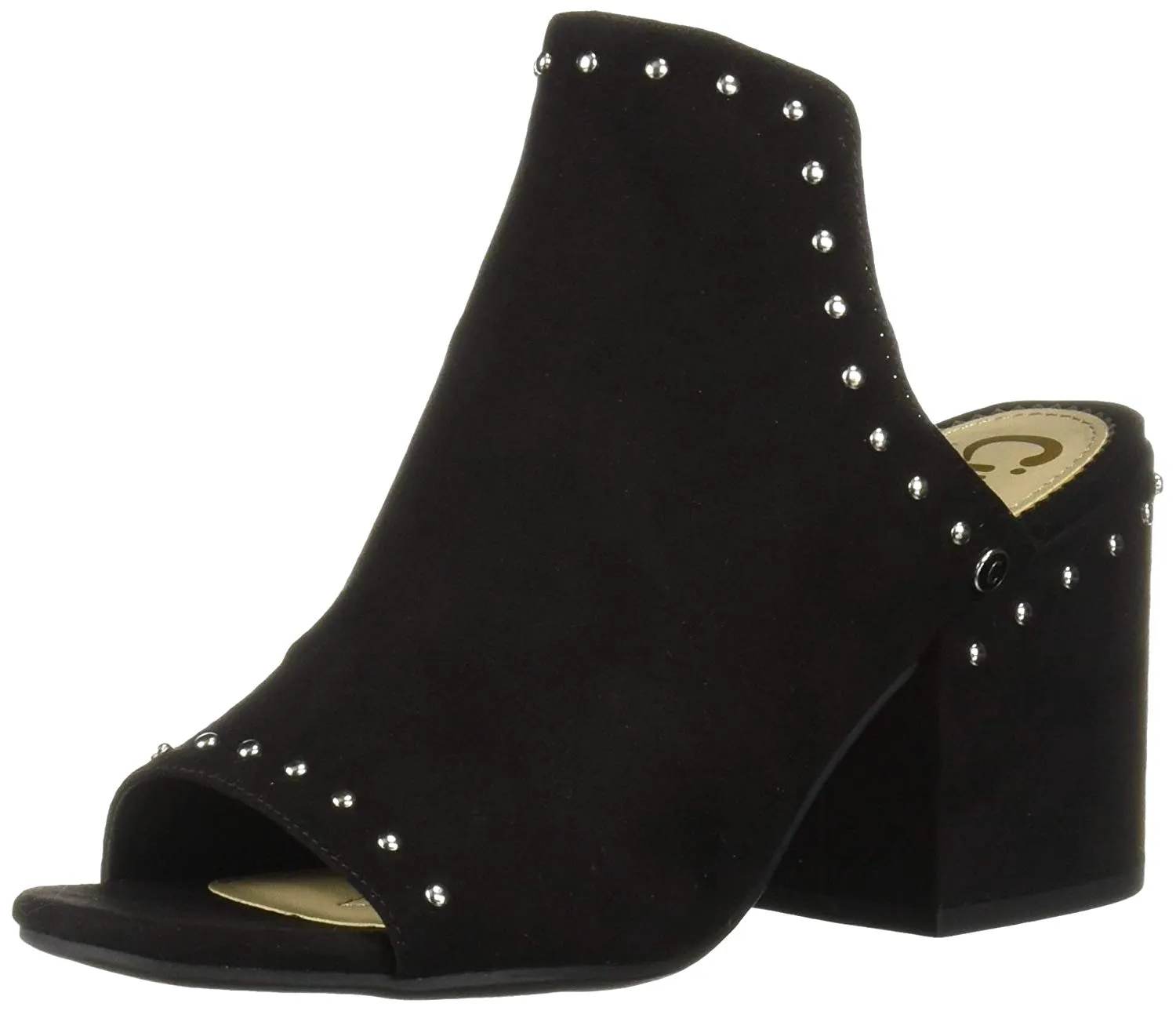 Block Sandals Slip (7, Women's Black On Microsuede) Heel Studded Global shipping network Edelman Circus Open Kitty Sam Toe Durable by