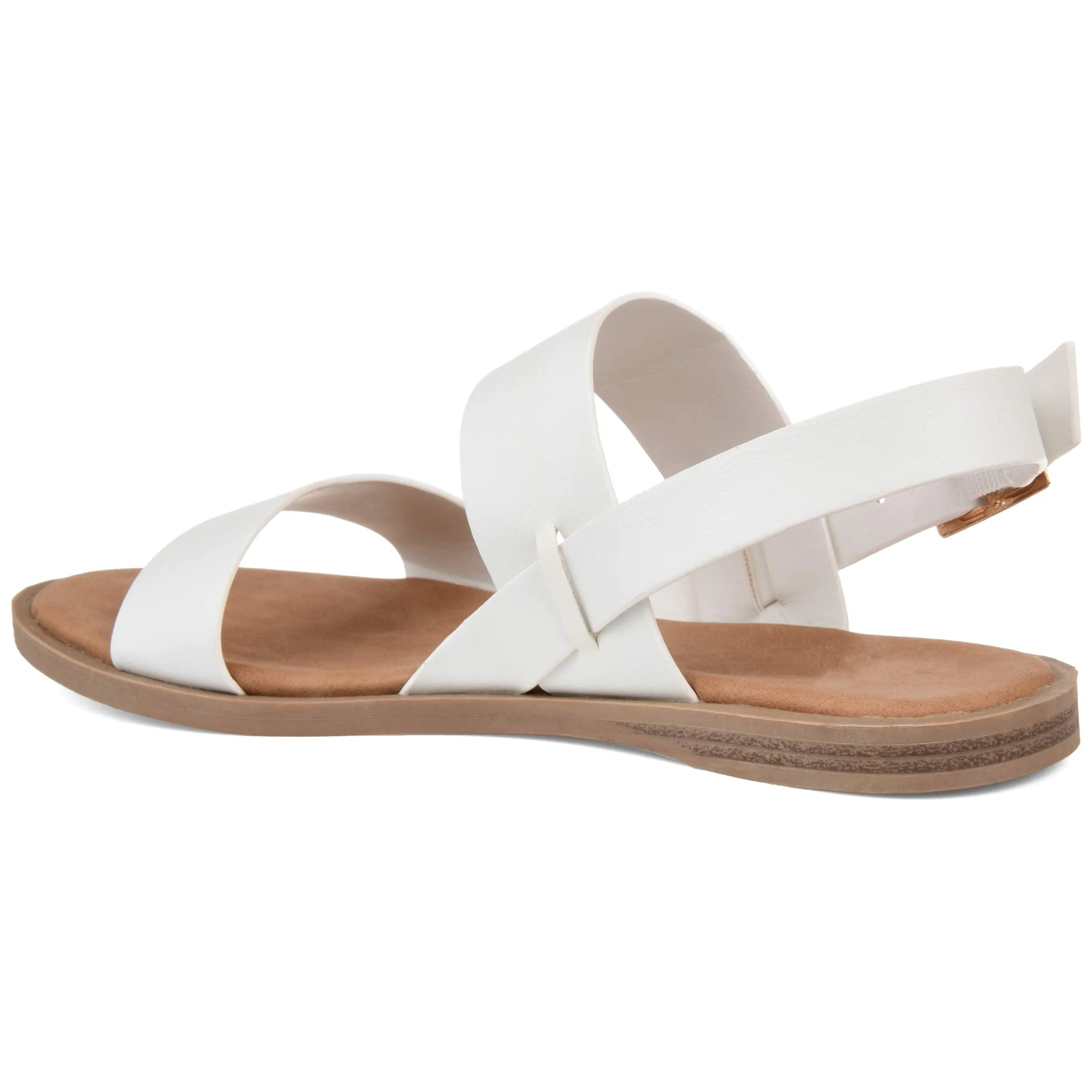Brinley Co. Womens Dual Strap Open-Toe Sandal White, 7 Regular US