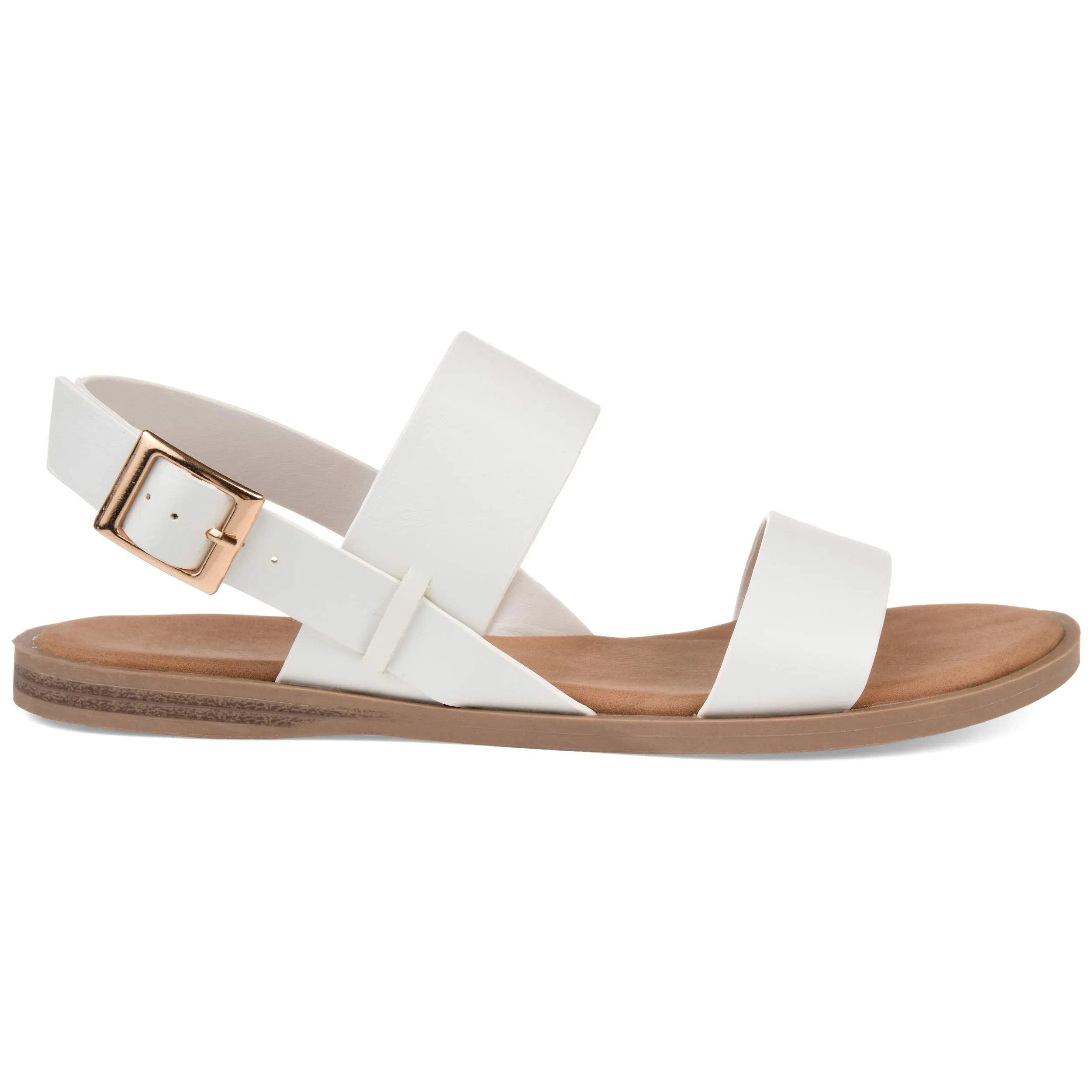 Brinley Co. Womens Dual Strap Open-Toe Sandal White, 7 Regular US