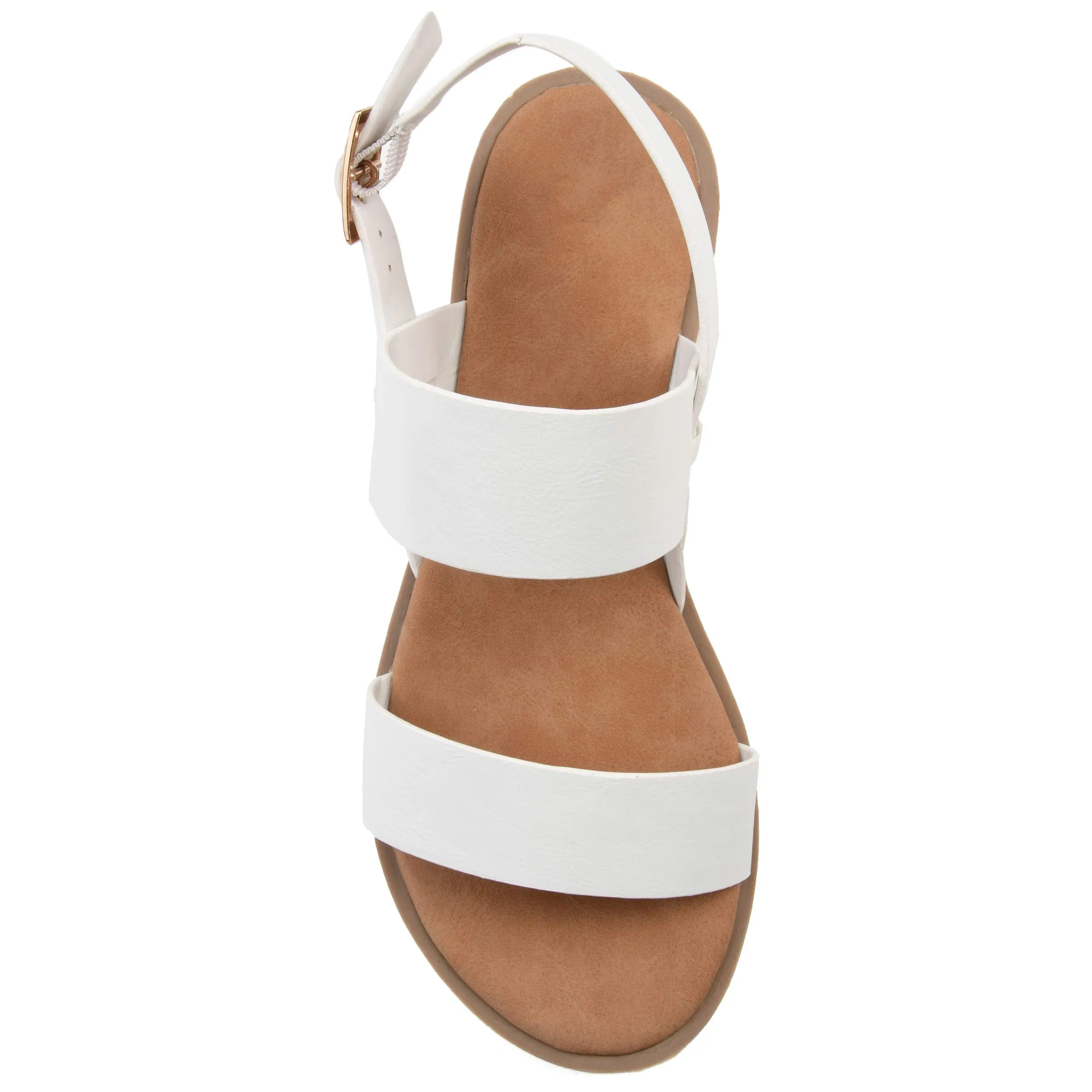 Brinley Co. Womens Dual Strap Open-Toe Sandal White, 7 Regular US