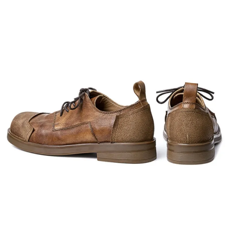 Calf Leather Derby Shoes for Men Patchwork Toe