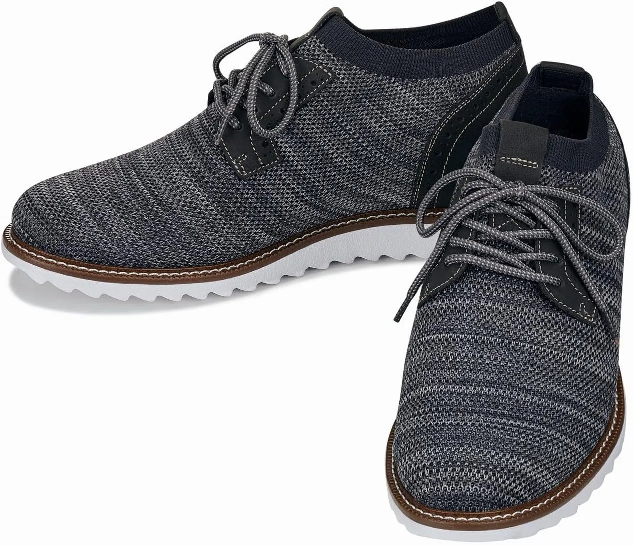 CALTO Men's Invisible Height Increasing Elevator Shoes - Grey Lightweight Lace-up Casual Derby - 3.2 Inches Taller - J1503 - Size 10.5 D(M) US
