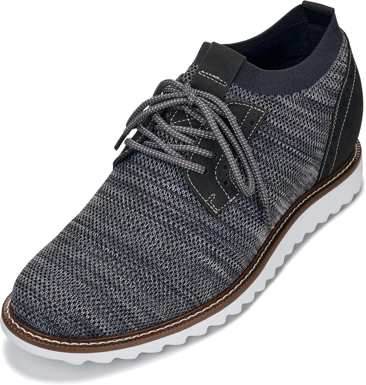 CALTO Men's Invisible Height Increasing Elevator Shoes - Grey Lightweight Lace-up Casual Derby - 3.2 Inches Taller - J1503 - Size 10.5 D(M) US