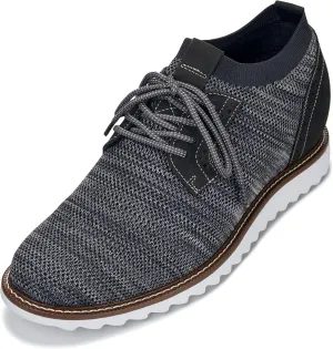 CALTO Men's Invisible Height Increasing Elevator Shoes - Grey Lightweight Lace-up Casual Derby - 3.2 Inches Taller - J1503 - Size 10.5 D(M) US
