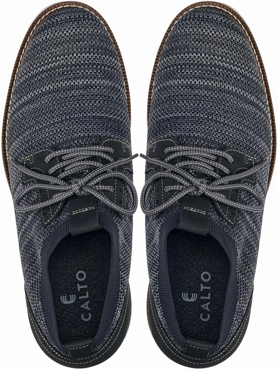 CALTO Men's Invisible Height Increasing Elevator Shoes - Grey Lightweight Lace-up Casual Derby - 3.2 Inches Taller - J1503 - Size 10.5 D(M) US