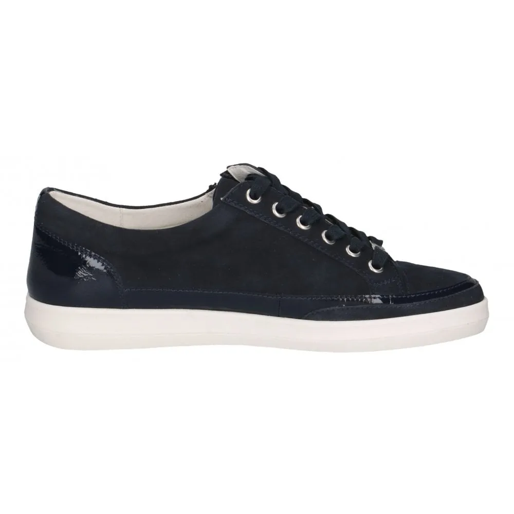 Caprice Ocean Comb Leather Trainer with Side Zip
