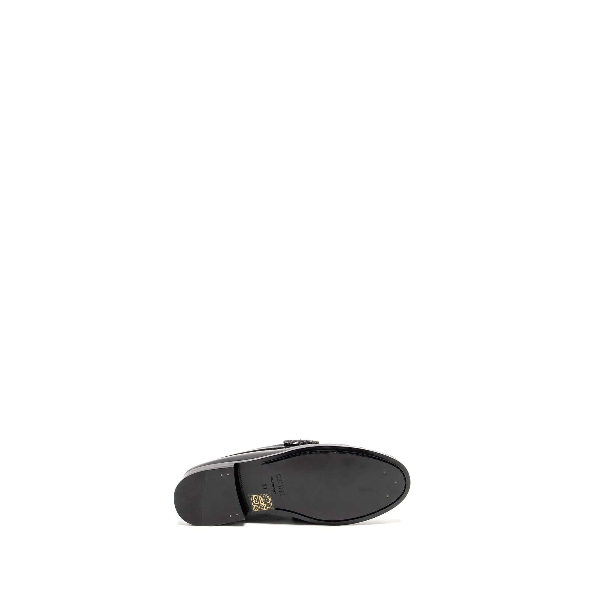 Celine Size 37 Triomphe Loafer Polished Calfskin Black GHW