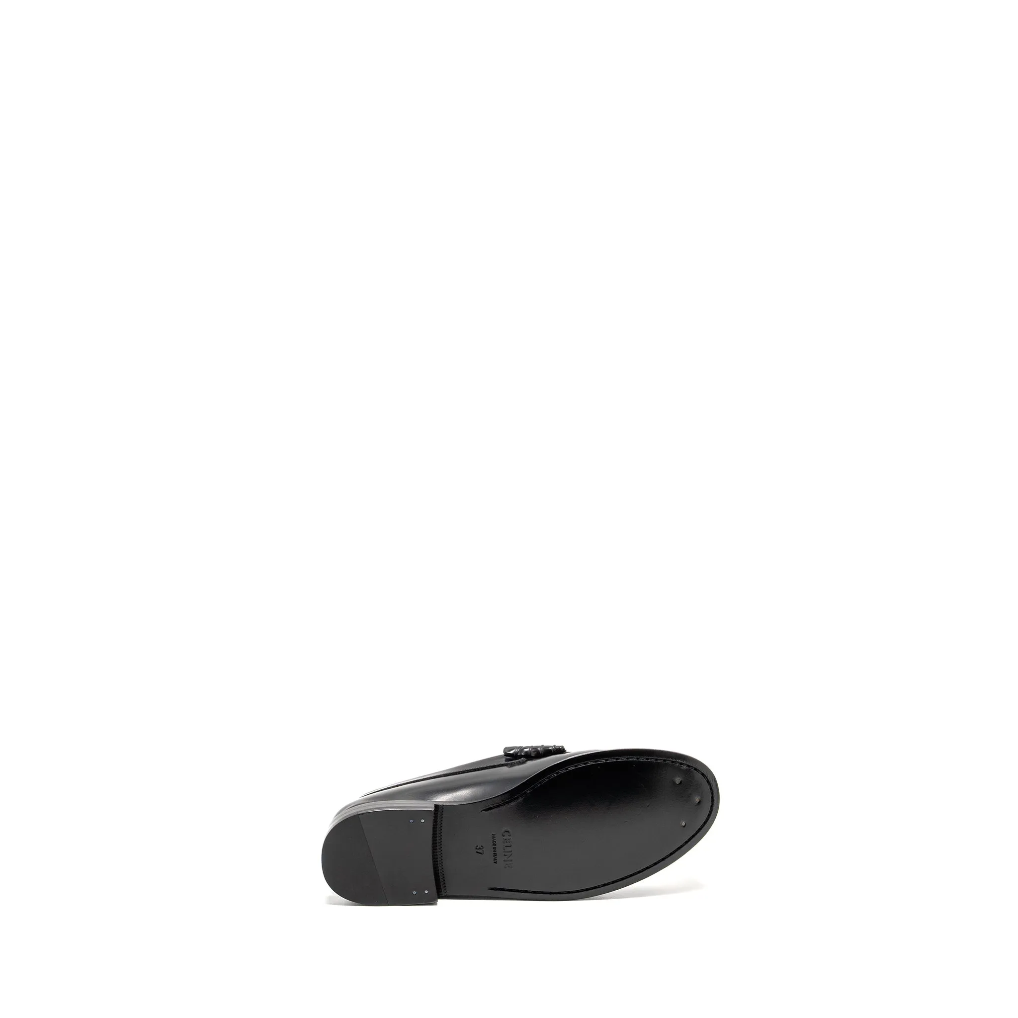 Celine Size 37 Triomphe Loafer Polished Calfskin Black GHW