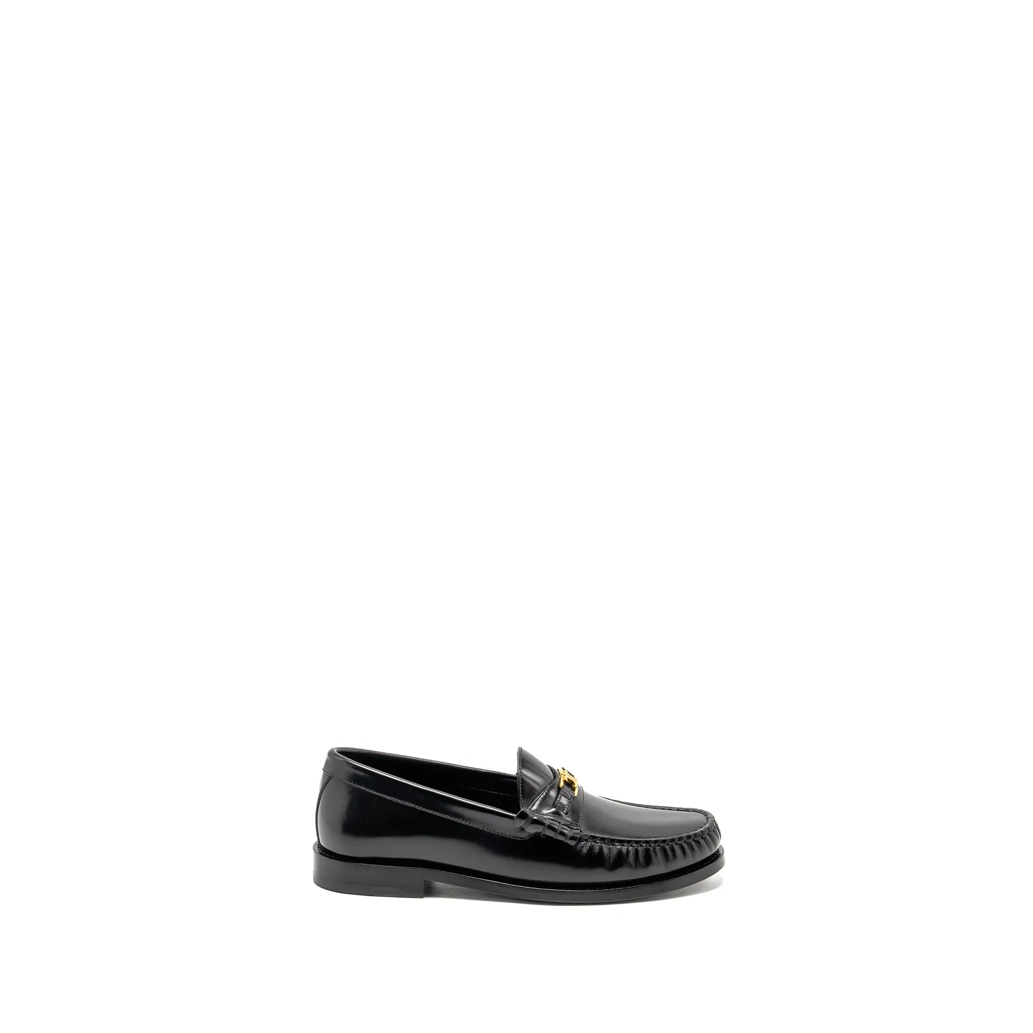 Celine Size 37 Triomphe Loafer Polished Calfskin Black GHW