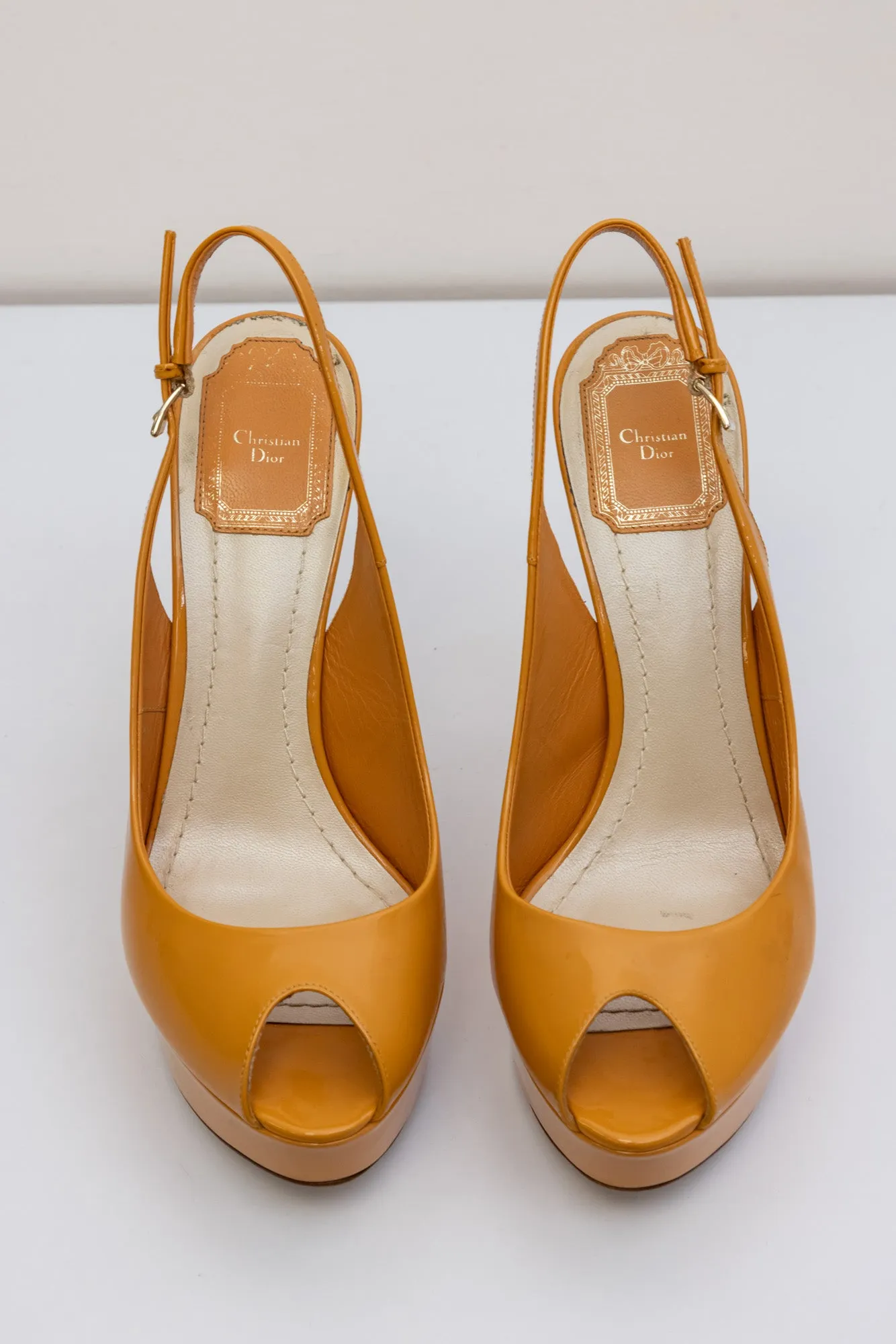 CHRISTIAN DIOR Orange Sling-back Open-toed Pumps