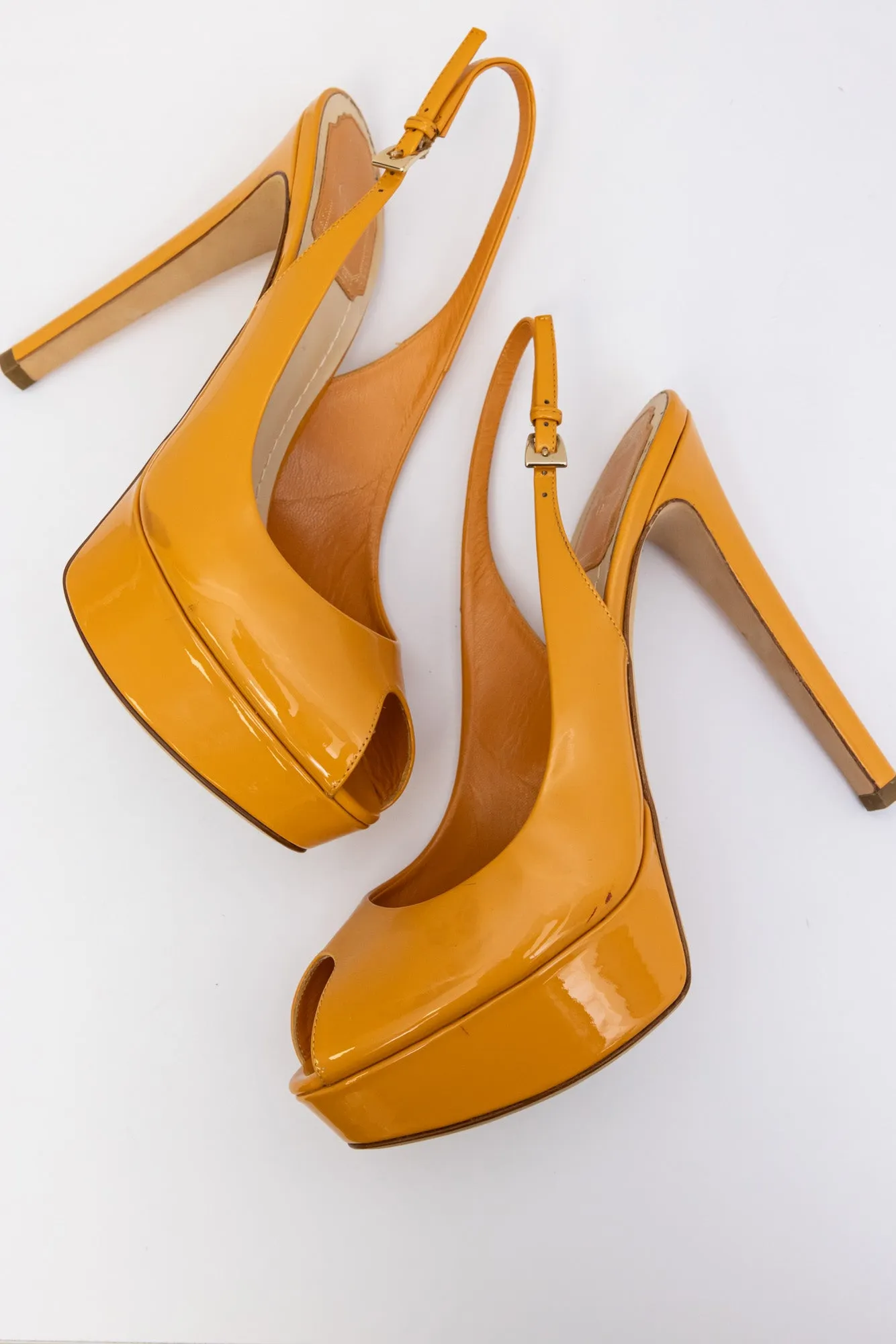 CHRISTIAN DIOR Orange Sling-back Open-toed Pumps
