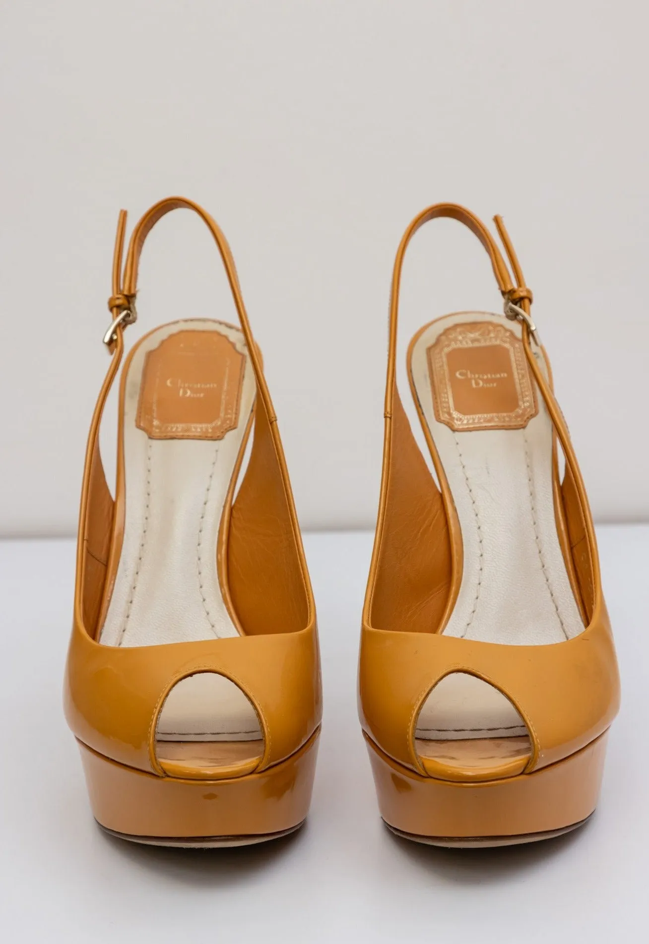 CHRISTIAN DIOR Orange Sling-back Open-toed Pumps