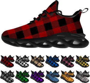 Ciadoon Plaid Shoes for Men Women Road Running Shoes Sport Walking Tennis Sneakers Athletic Shoes Gifts for Boy Girl