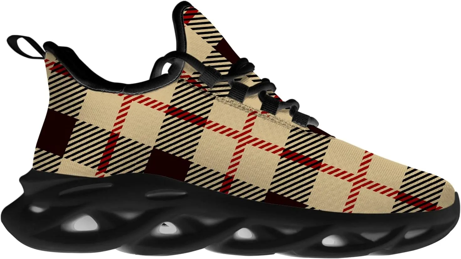 Ciadoon Plaid Shoes for Men Women Road Running Shoes Sport Walking Tennis Sneakers Athletic Shoes Gifts for Boy Girl
