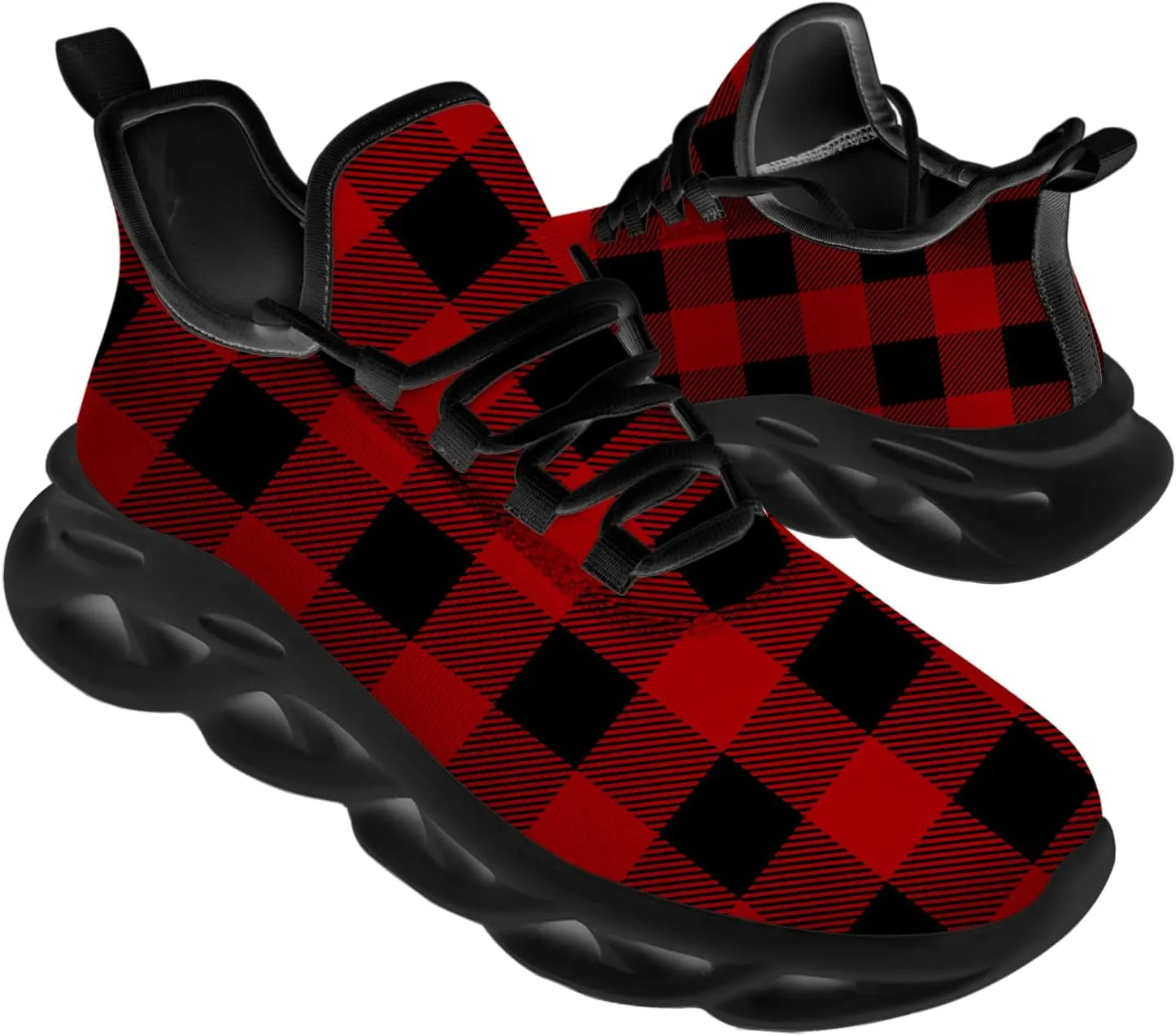 Ciadoon Plaid Shoes for Men Women Road Running Shoes Sport Walking Tennis Sneakers Athletic Shoes Gifts for Boy Girl