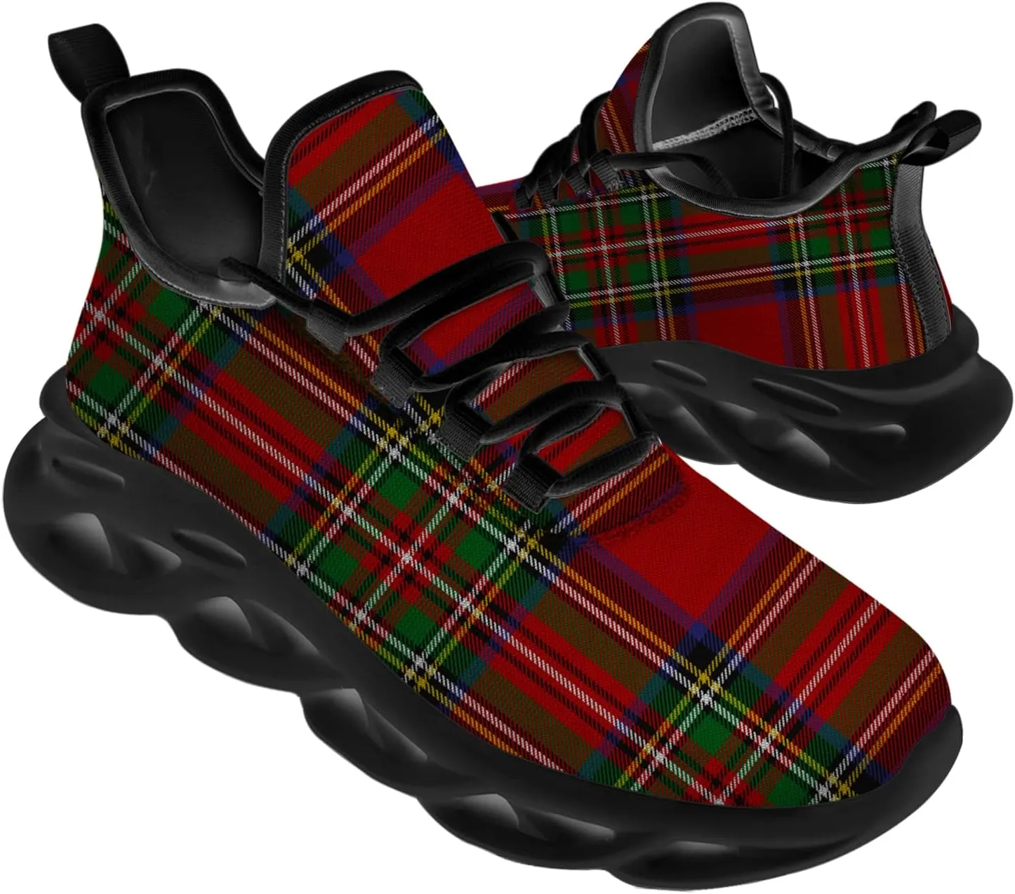 Ciadoon Plaid Shoes for Men Women Road Running Shoes Sport Walking Tennis Sneakers Athletic Shoes Gifts for Boy Girl