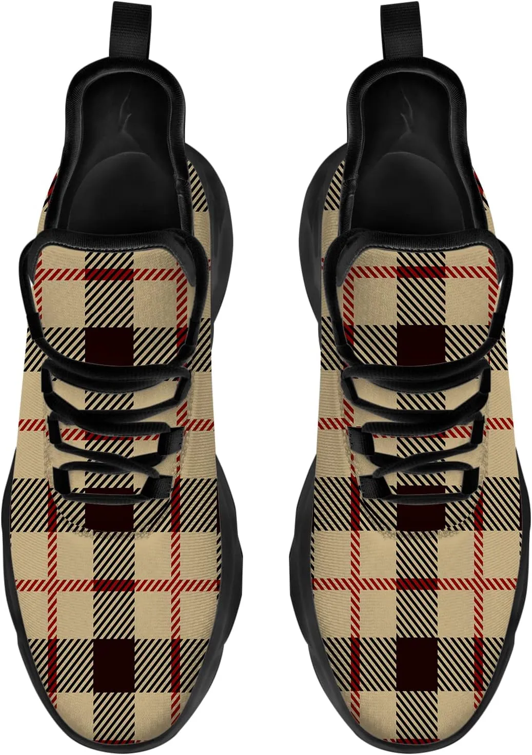 Ciadoon Plaid Shoes for Men Women Road Running Shoes Sport Walking Tennis Sneakers Athletic Shoes Gifts for Boy Girl